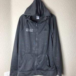 Addias Grey Athletic Chino Hills Basketball Zip up Hoodie Mens Medium